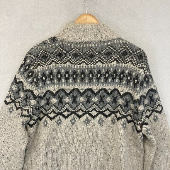 Boston Crew Fair Isle Heavy Knit Sweater Mens Large 42-44 Gray Skicore Preppy - Picture 16 of 16